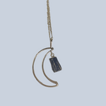 Crescent Moon with Crystal Charm Pendant
