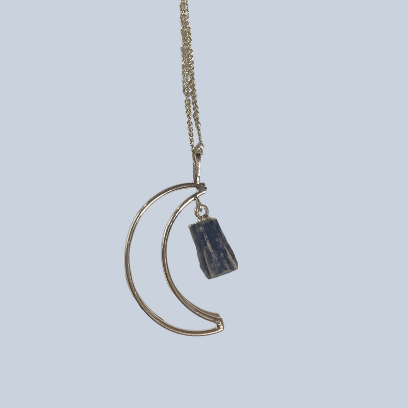 Crescent Moon with Crystal Charm Pendant