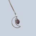 Crescent Moon with Crystal Charm Pendant