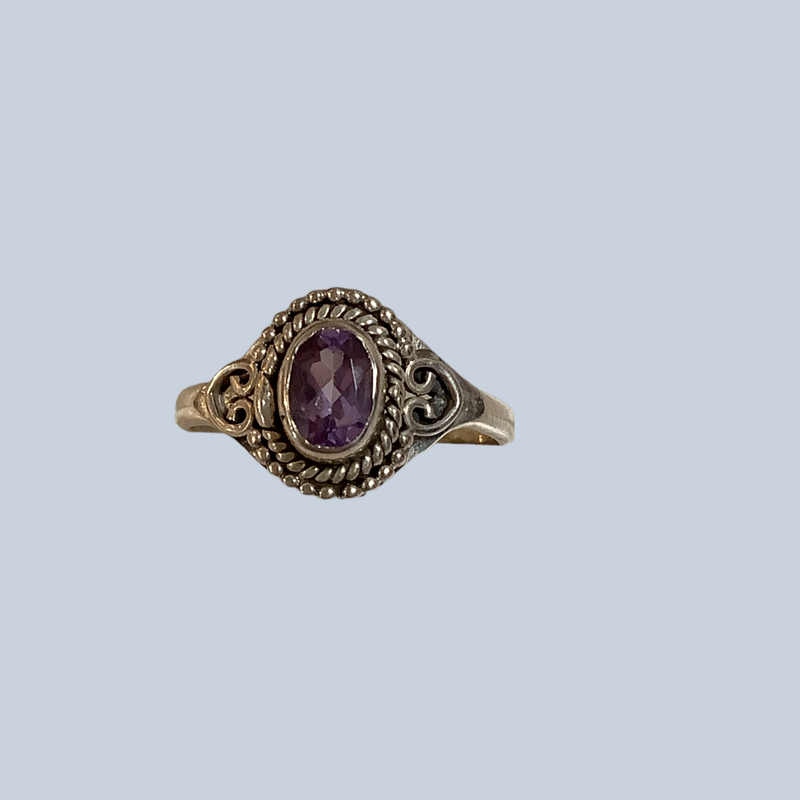 Amethyst Sterling Silver Rings (Sizes 9 - 10)