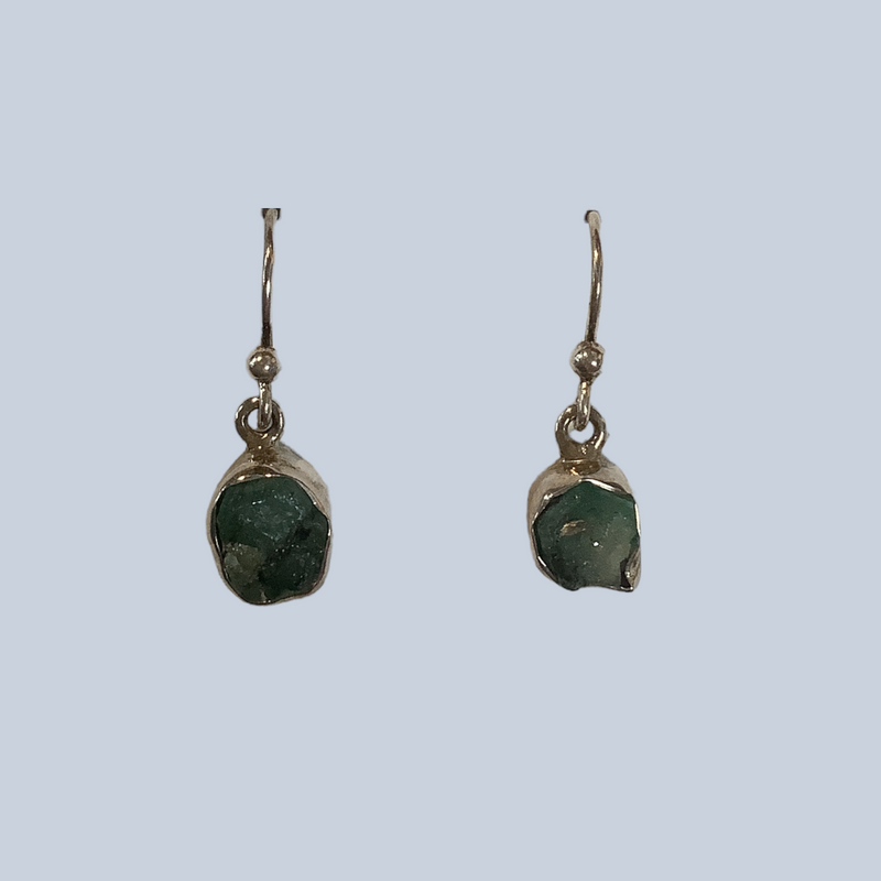 Emerald Sterling silver earrings
