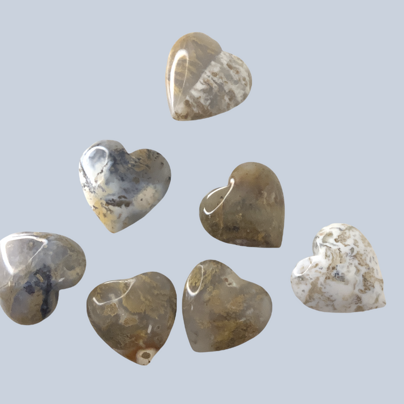 dendritic agate hearts. Metaphysical and spiritual crystal gem stones rooted in Melbourne, Florida – Each product carries the natural essence of Brevard County’s sun, sea, sand, and soil. Essential Elements Wellness 