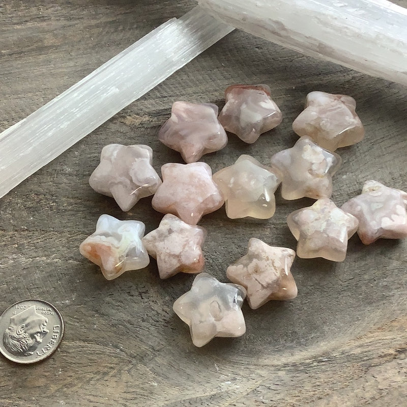 Flower agate star. Metaphysical and spiritual crystal gem stones rooted in Melbourne, Florida – Each product carries the natural essence of Brevard County’s sun, sea, sand, and soil. Essential Elements Wellness 