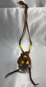 Yellow Bead Sacred Leather Bag