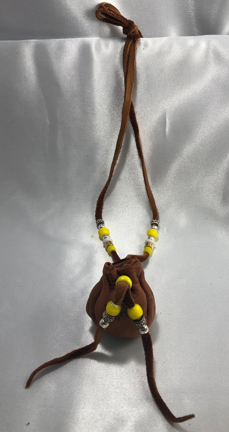 Yellow Bead Sacred Leather Bag