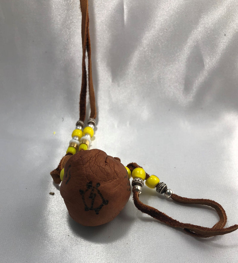 Yellow Bead Sacred Leather Bag
