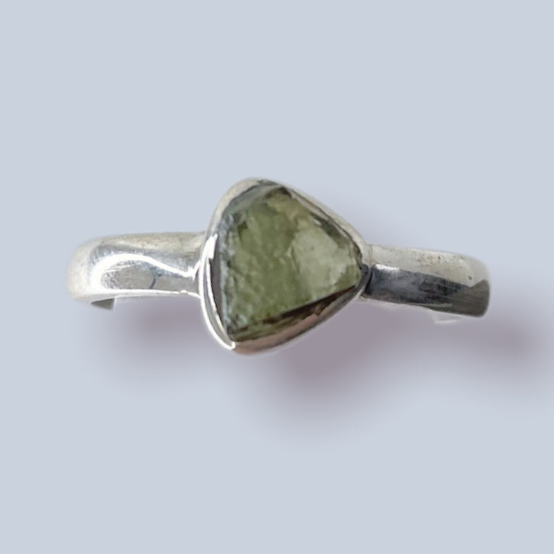 Moldavite Sterling Silver Ring (size 8)