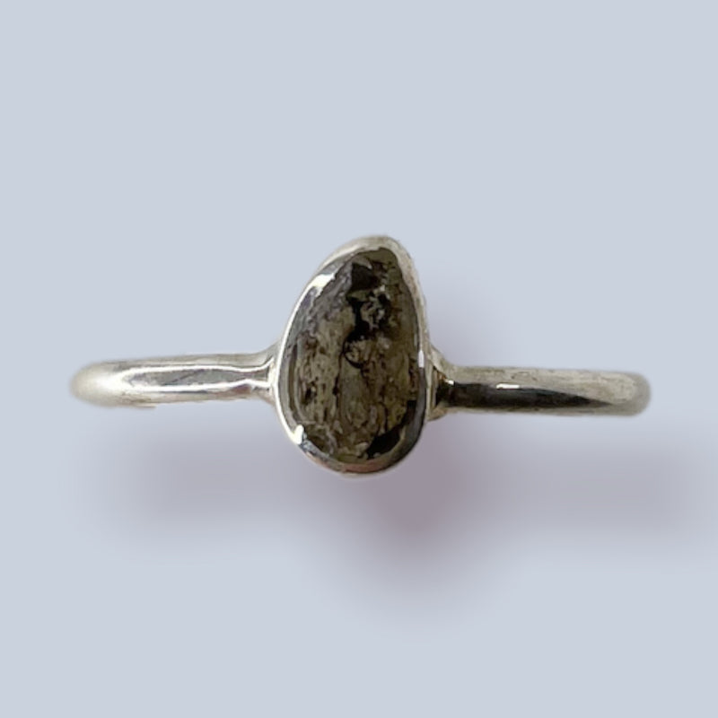 Moldavite Sterling Silver Ring (size 8)