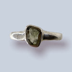 Moldavite Sterling Silver Ring (size 8)