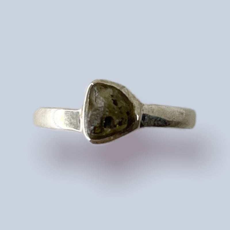Moldavite Sterling Silver Ring (size 8)