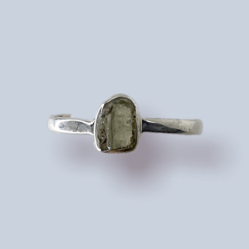 Moldavite Sterling Silver Ring (size 8)