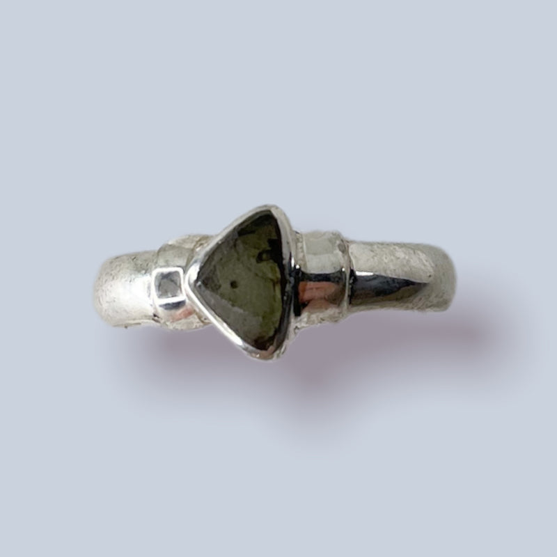 Moldavite Sterling Silver Ring (size 8)