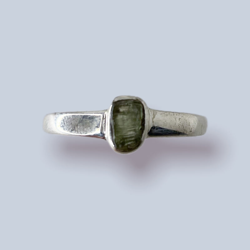 Moldavite Sterling Silver Ring (size 8)