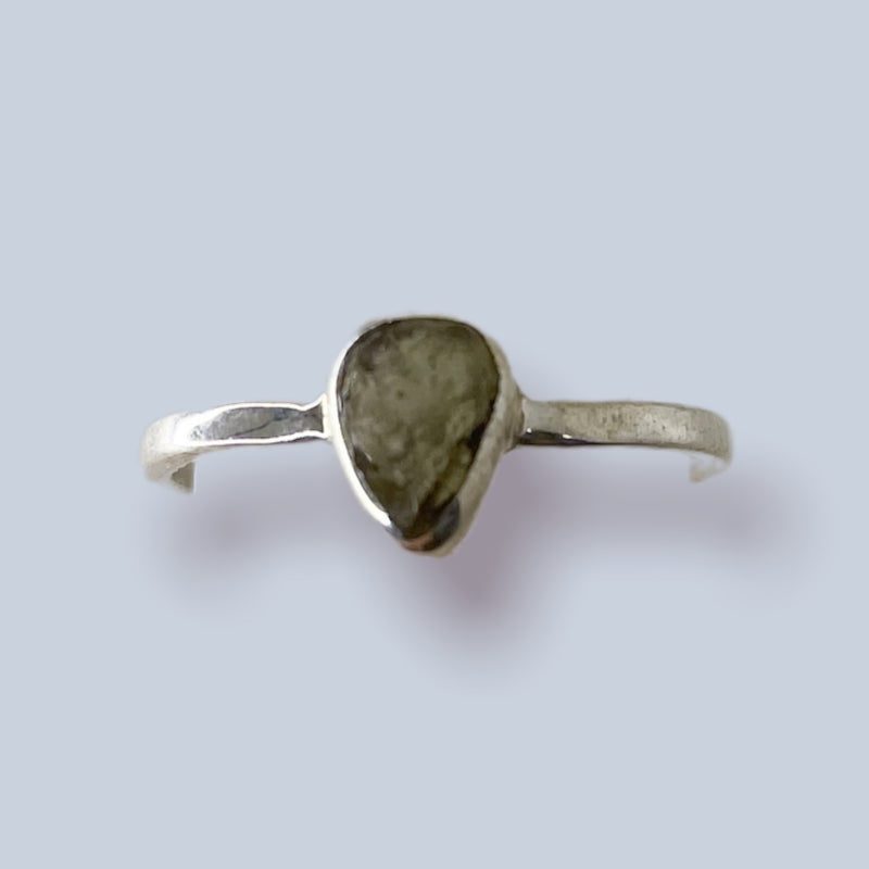 Moldavite Sterling Silver Ring (size 8)