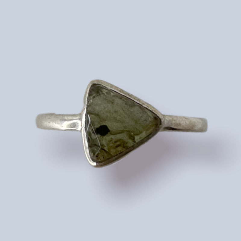 Moldavite Sterling Silver Ring (size 8)
