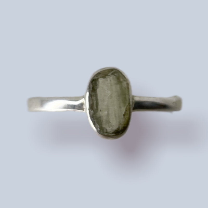 Moldavite Sterling Silver Ring (7.5)