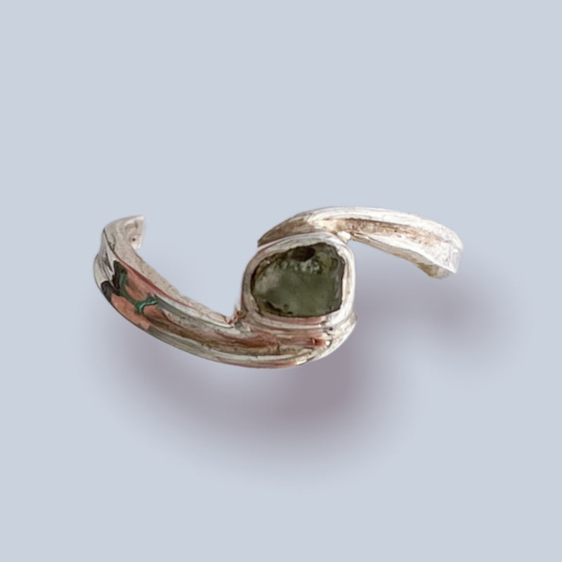 Moldavite Sterling Silver Ring (7.5)