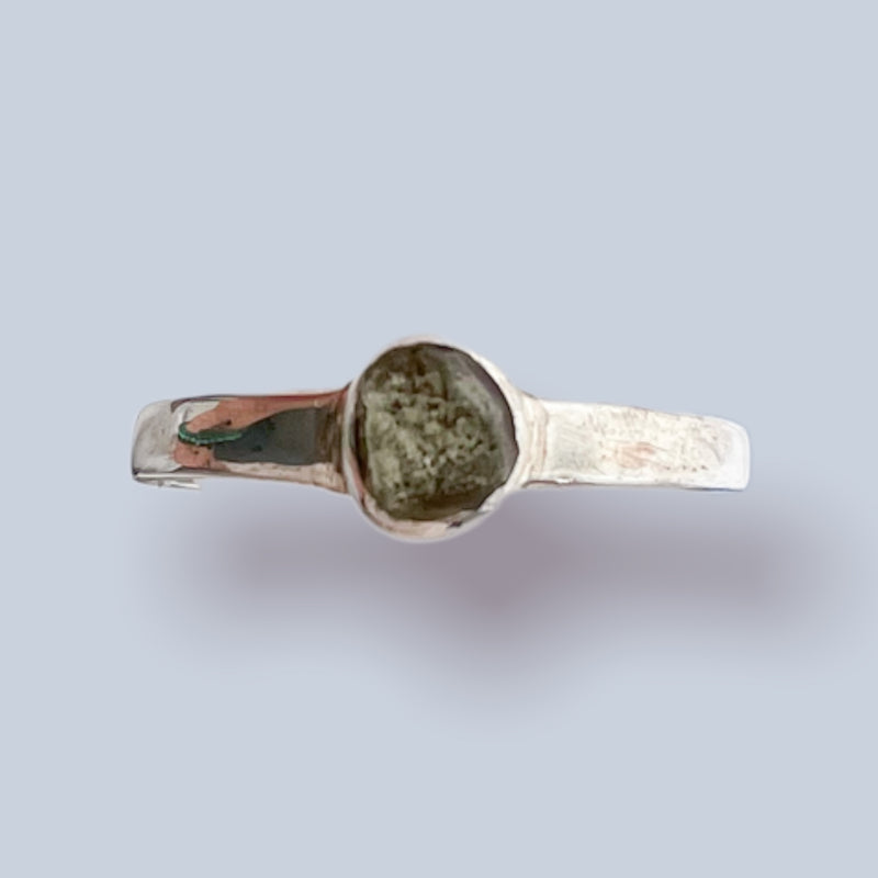 Moldavite Sterling Silver Ring (7.5)