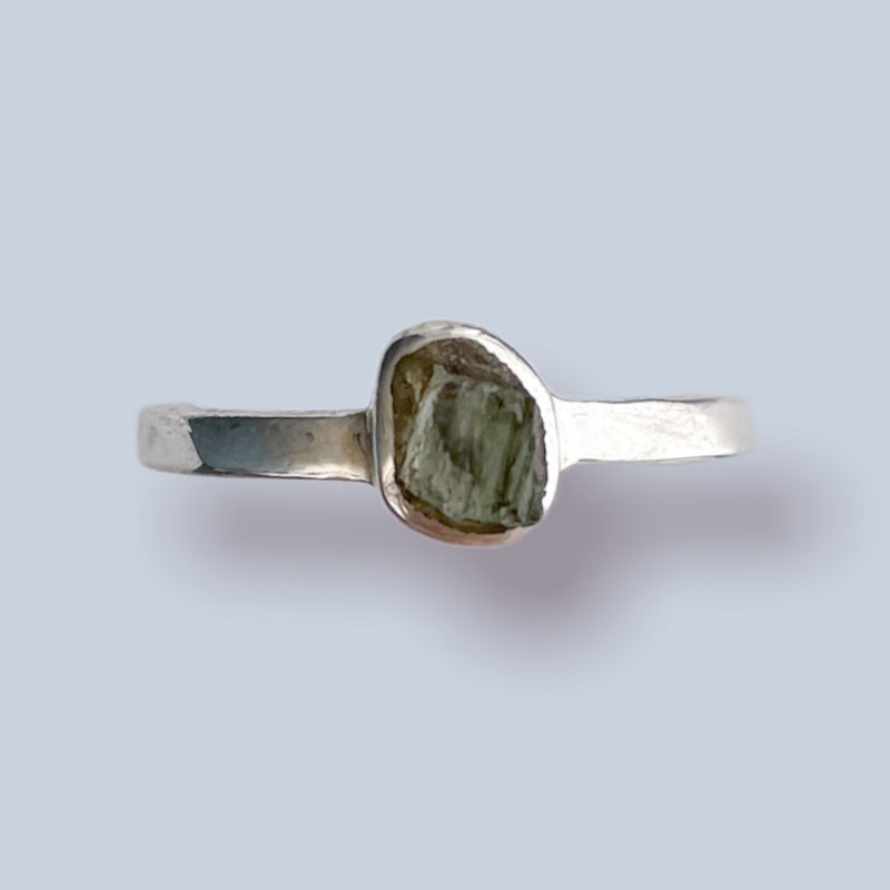 Moldavite Sterling Silver Ring (7.5)