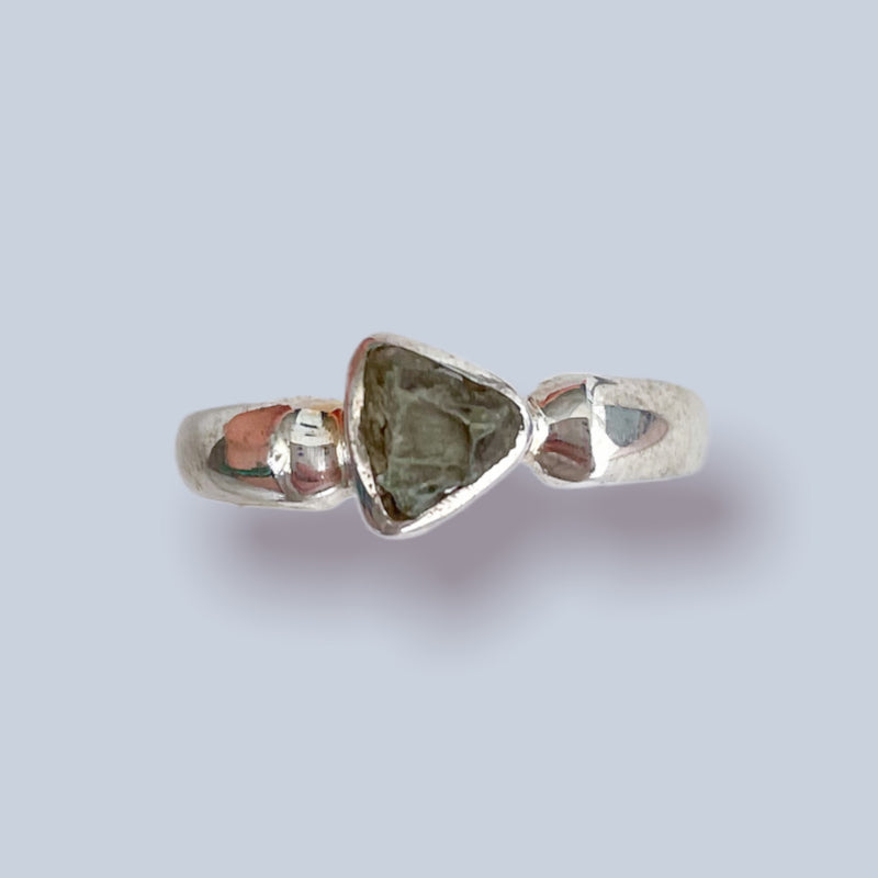 Moldavite Sterling Silver Ring (7.5)