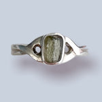 Moldavite Sterling Silver Ring (size 6 & 6.5)