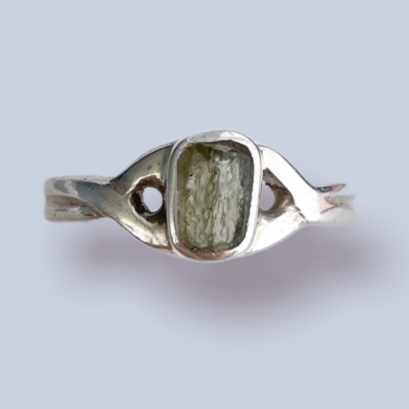 Moldavite Sterling Silver Ring (size 6 & 6.5)