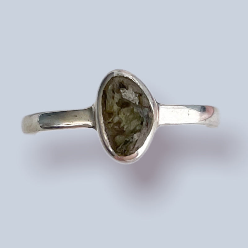 Moldavite Sterling Silver Ring (size 6 & 6.5)