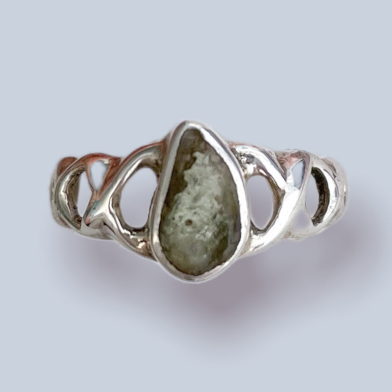 Moldavite Sterling Silver Ring (size 6 & 6.5)