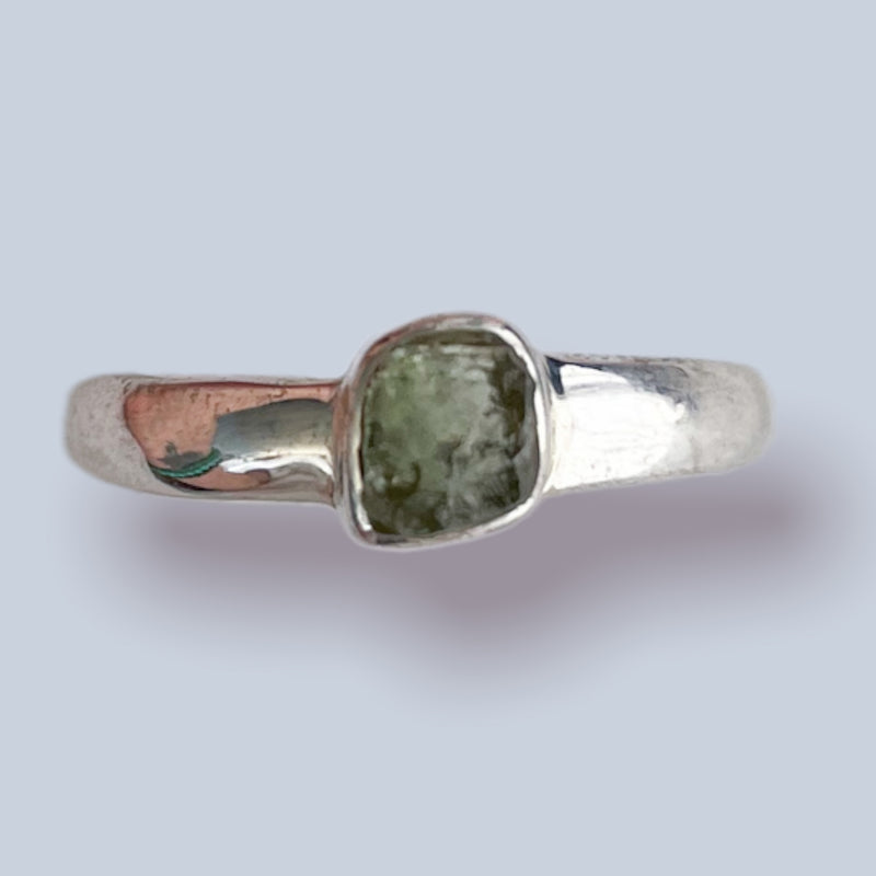 Moldavite Sterling Silver Ring (size 6 & 6.5)