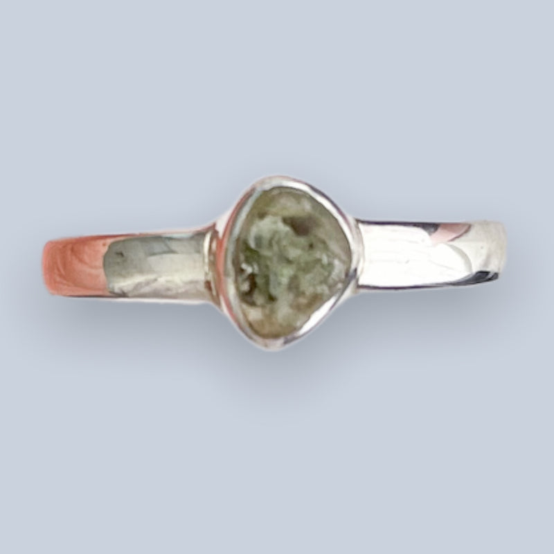 Moldavite Sterling Silver Ring (size 6 & 6.5)
