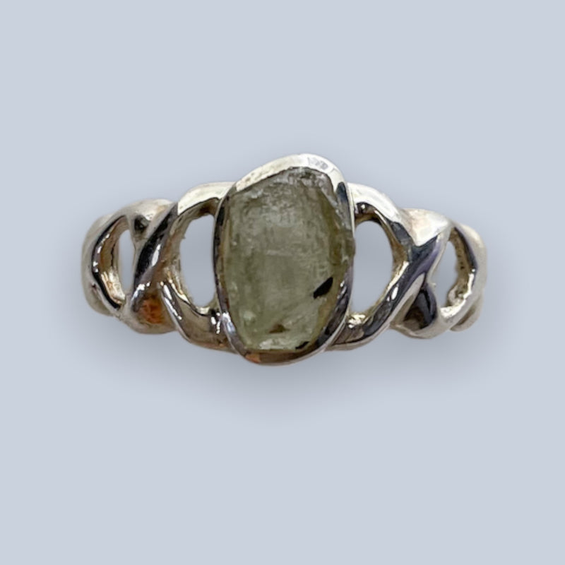 Moldavite Sterling Silver Ring (size 6 & 6.5)