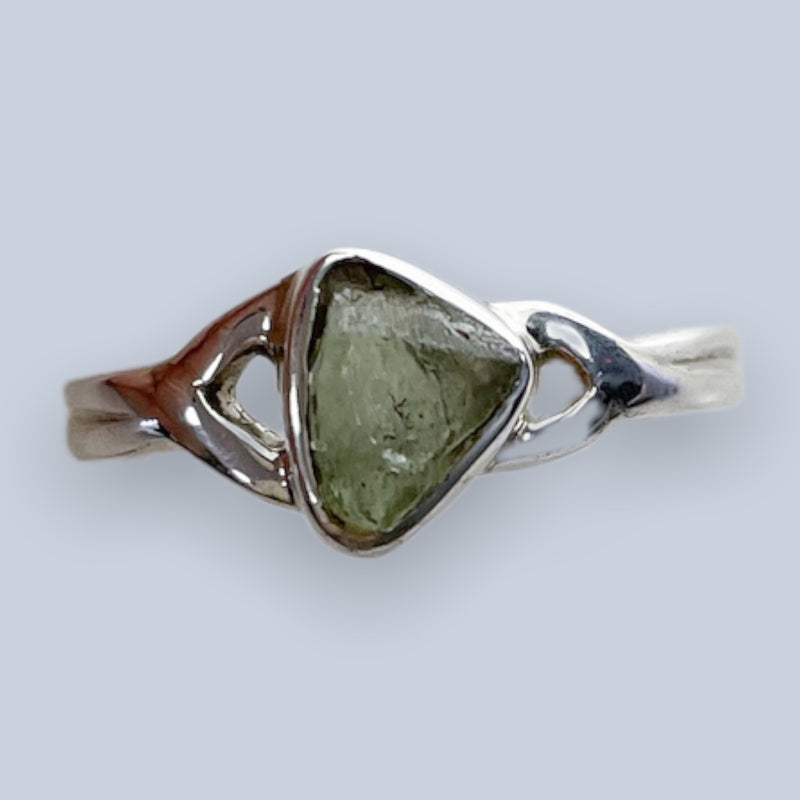 Moldavite Sterling Silver Ring (size 6 & 6.5)