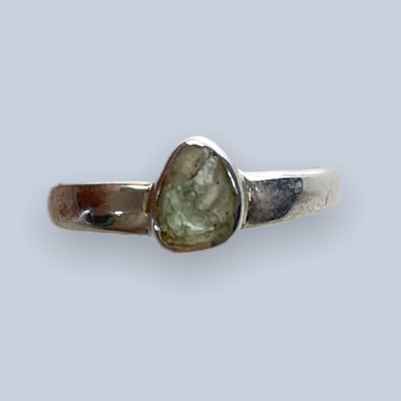 Moldavite Sterling Silver Ring (size 6 & 6.5)