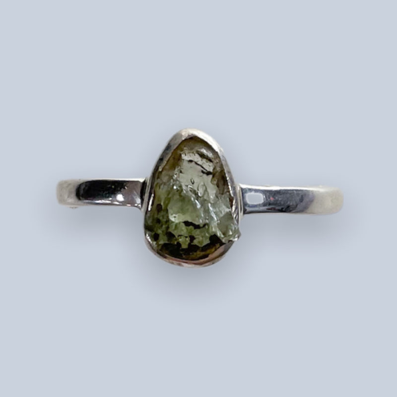 Moldavite Sterling Silver Ring (size 6 & 6.5)