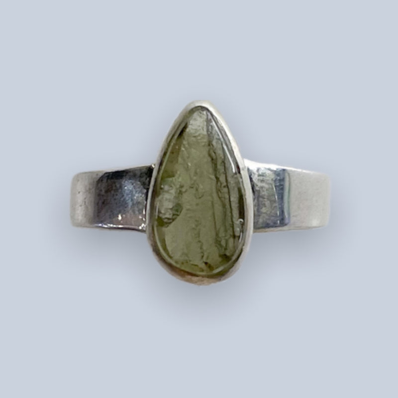 Moldavite Sterling Silver Ring (size 5 & 5.5)