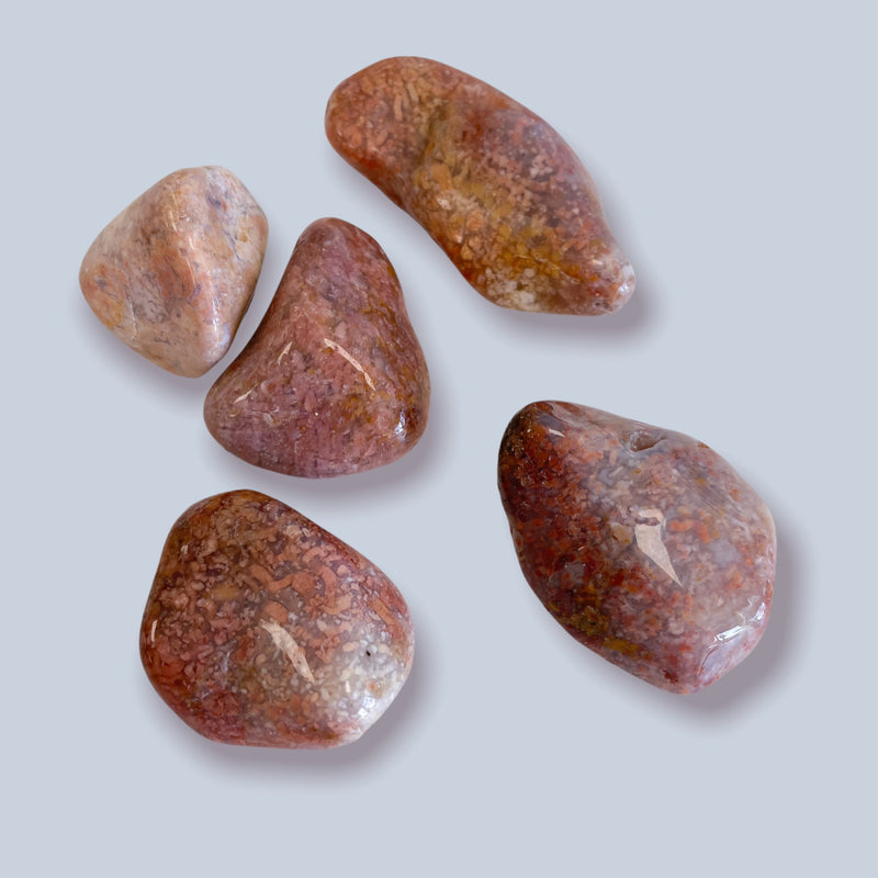 Pink Moss agate. Metaphysical and spiritual crystal gem stones rooted in Melbourne, Florida – Each product carries the natural essence of Brevard County’s sun, sea, sand, and soil. Essential Elements Wellness 