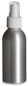 Aluminum Bottle with White Atomizer, 4 ounce