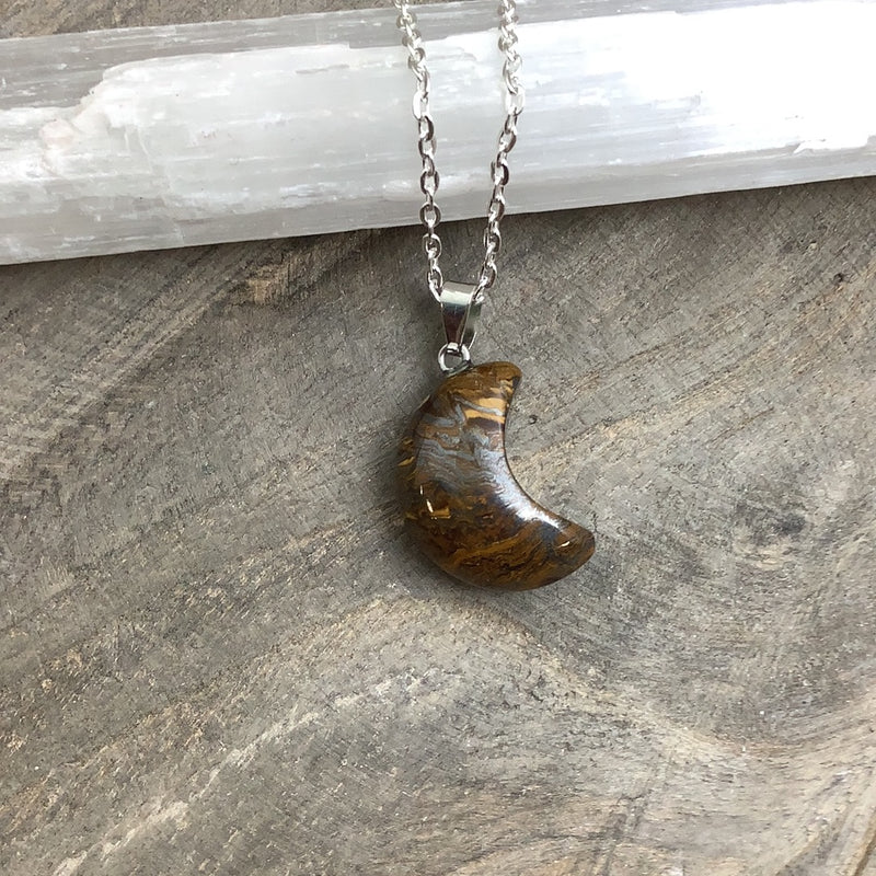 Crescent Moon Stone Pendant