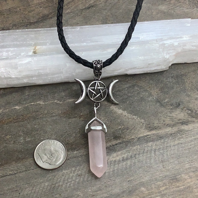 Triple Goddess with Pentagram Stone Pendants