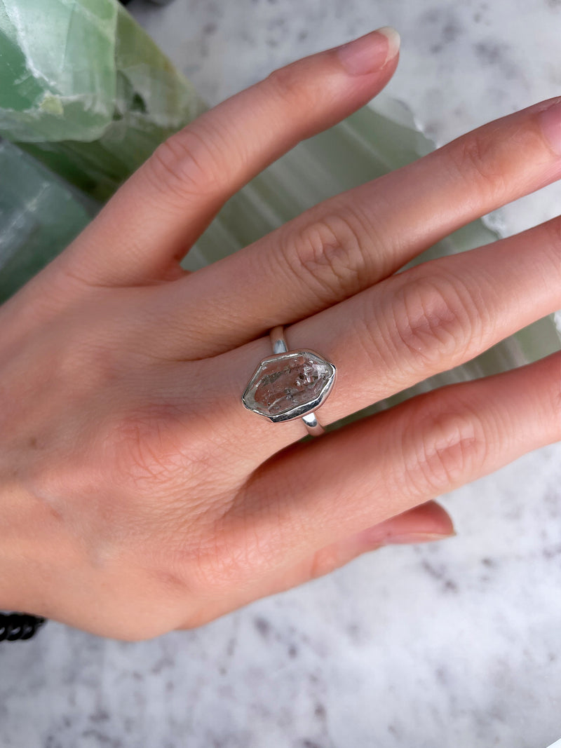 Herkimer Diamond Sterling Silver Rings (Size 8)