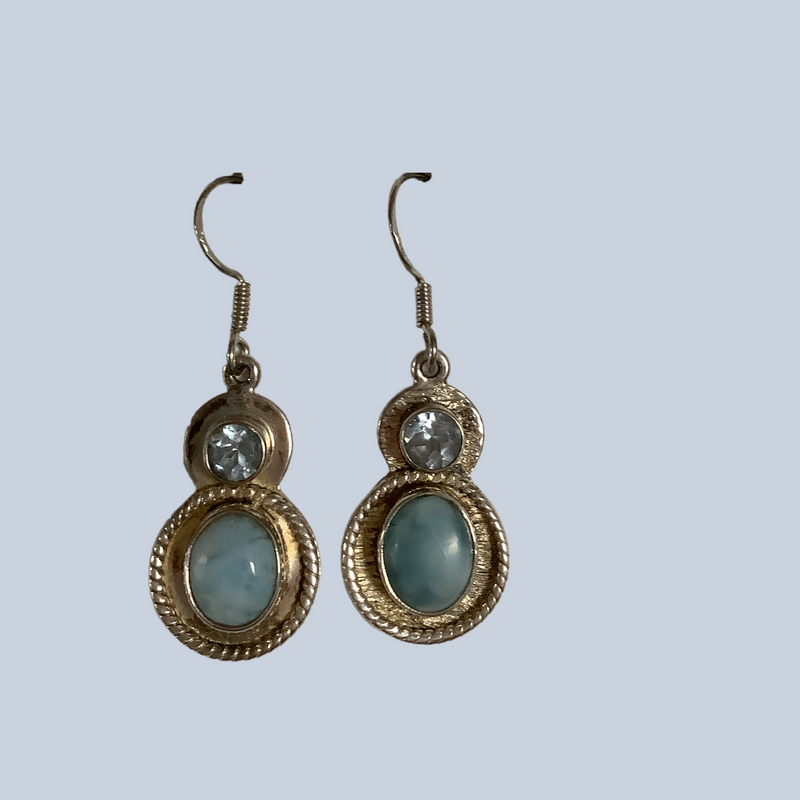 Larimar and blue topaz sterling silver earrings