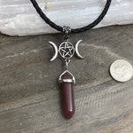 Triple Goddess with Pentagram Stone Pendants