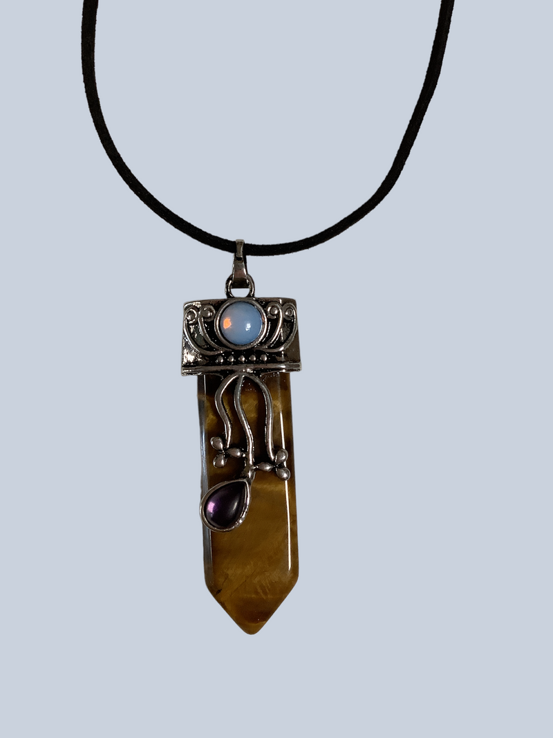 Flat Point Crystal Pendant with Jewel