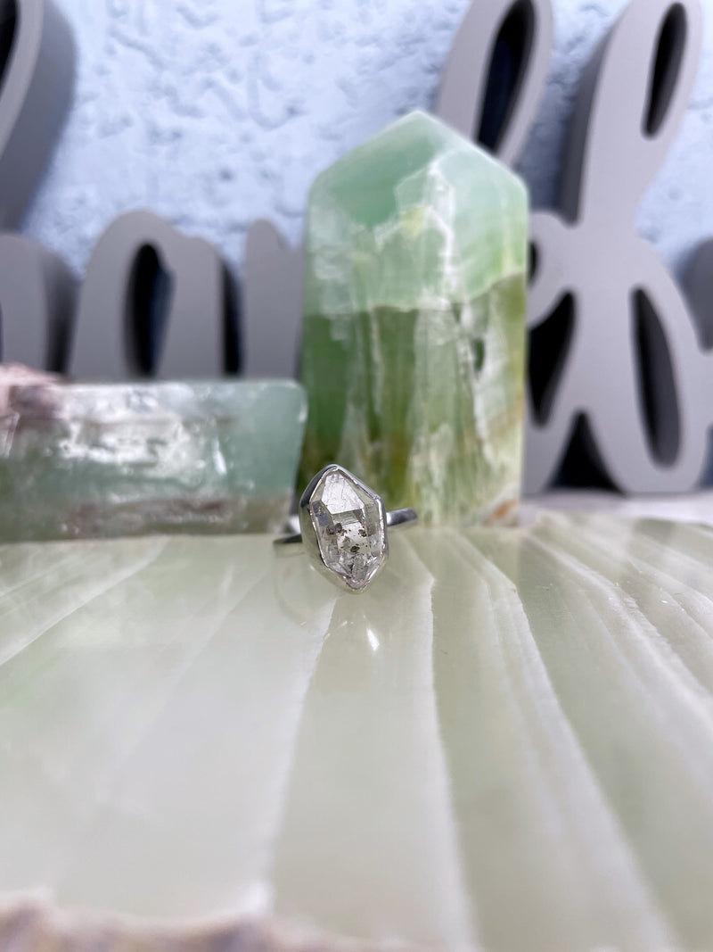 Herkimer Diamond Sterling Silver Rings (Size 8)