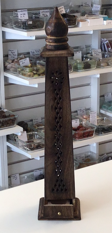 Incense Tower, Natural Wood 12 inches tall