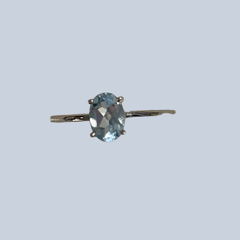 Blue Topaz Sterling Silver Rings (Sizes 4-7)