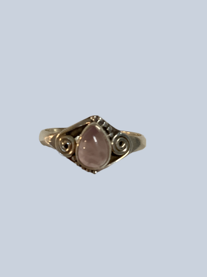 Rose Quartz Sterling Silver Ring  Sizes 7 - 10