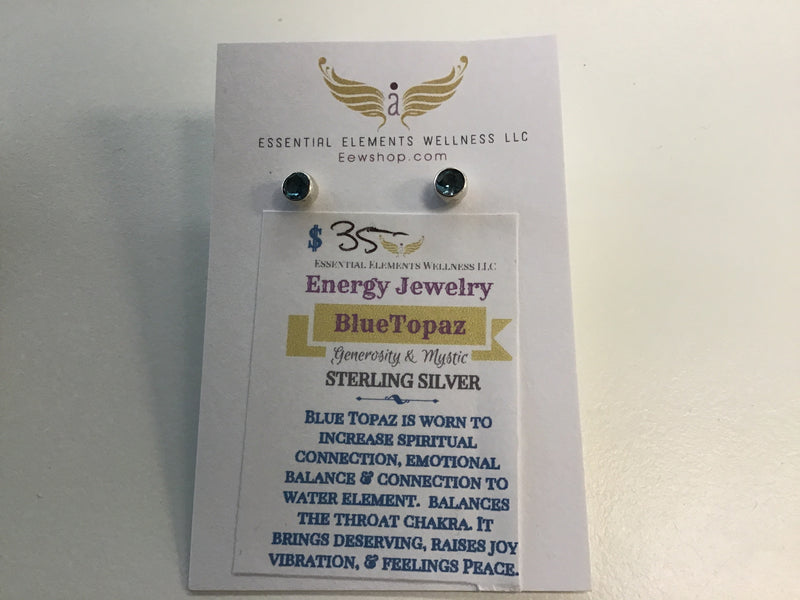 Blue Topaz sterling silver Studs