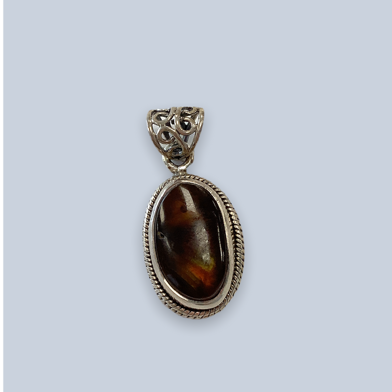 Fire Agate Sterling Silver Pendant