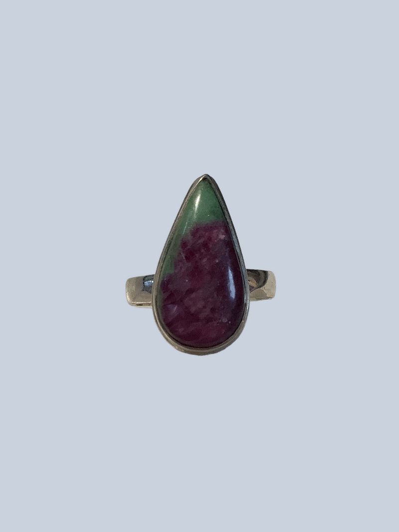 Ruby Zoisite Sterling Silver Rings (Size 6 - 8)
